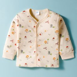 Tango Fleece Knit Full Sleeves Jhabla with Jungle Theme Print - Peach-picture-30