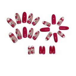 The Pink Truck Set of 24 Artificial Reusable Nails With Flower Print Design-49