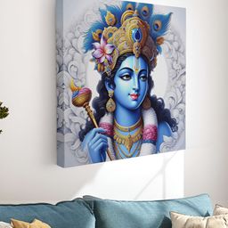 SAF Blue & Gold-Toned 1 Piece Canvas Religious Wall Paintings-image-55