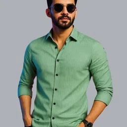 VORTEX Textured Spread Collar Regular Fit Shirt-image-54