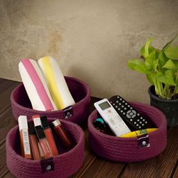Myntra Elegant Homes Maroon & Black 3 Pieces Reusable Multi-Utility Organisers-49