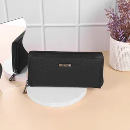 Metro Women Textured Zip Around Wallet-picture-0