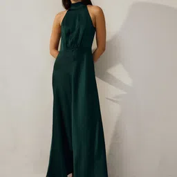 NEXT Self Design Halter Neck Tie-Ups Detail Satin Maxi Dress-picture-32