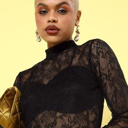 STREET 9 Women Black Floral Lace Dress-image-85