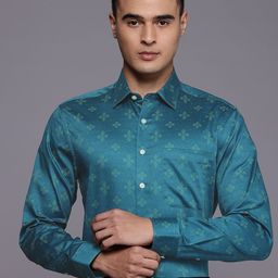 Louis Philippe Slim Fit Floral Printed Pure Cotton Formal Shirt-image-77