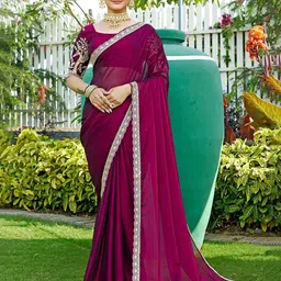 K 5 Fashion Pure Chiffon Saree-image-7