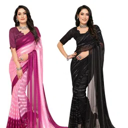 Moda Rapido Pack of 2 Striped Satin Saree-picture-20
