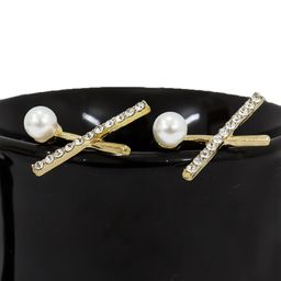 FIMBUL Gold-Plated Geometric Shaped Pearls Studs Earrings-9