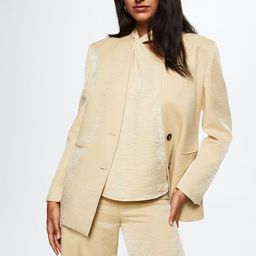 MANGO Women Cream-Coloured Solid Blazer-picture-7