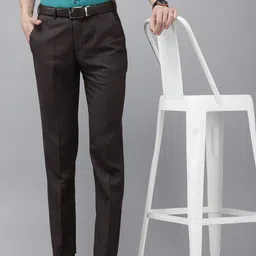 Park Avenue Men Checked Formal Trousers-image-2