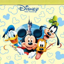 Kuber Industries Set Of 2 Cream-Coloured & Blue Disney Micky Print Foldable Organiser Baskets With Lid & Handles image 5