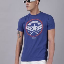 Free Authority Men Captain America Printed Pure Cotton Short Sleeve T-Shirt-image-77