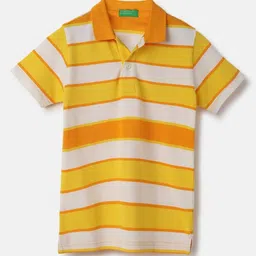 United Colors of Benetton Boys Striped Polo Collar Pure Cotton Applique T-shirt-image-70