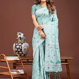 Panzora Woven Design Linen Blend Ikat Saree-picture-8