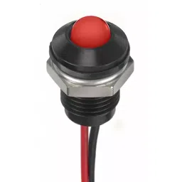 RS PRO Red Panel Mount Indicator 12V DC, Mounting Hole Size 8 mm, Termination Type Lead Wires, IP Rating IP67, Model No 1329133-15
