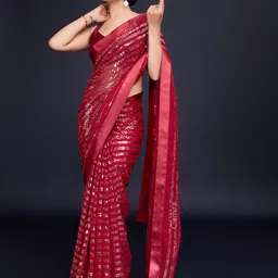 FashionsEye Embellished Sequinned Pure Georgette Saree-picture-11