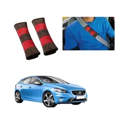 Auto Pearl Seat Belt Cushion (Pack of 2, Brown Red) Compatible for Volvo V40-13
