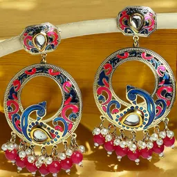 Anouk Gold-Plated Artificial Stones Studded And Beaded Circular Shaped Chandbalis-13