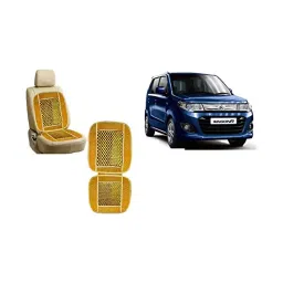 Auto Pearl Car Wooden Bead Seat Cushion with Beige Velvet Border Compatible for WagonR Stingray-image-23