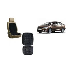 Auto Pearl Car Wooden Bead Seat Cushion with Grey Velvet Border Compatible for Ciaz - Set of 2 Pcs-17