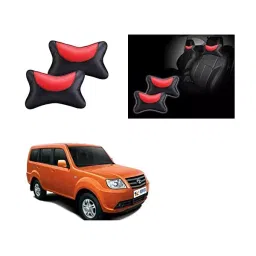 Auto Pearl Black and Red Designer Car Neck Rest Pillow Compatible for Tata Grande Dicor-20