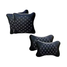 Auto Pearl Black White Neck Rest with Cushion 4 Pcs Compatible for Suzuki Ertiga Type-2-image-59