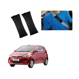 Auto Pearl Seat Belt Cushion (Pack of 2, Black) Compatible for Eon-13