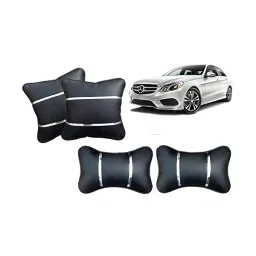 Auto Pearl Black and Silver Color Neck Rest with Cushion Set of 4 Pcs Compatible for E280 CDI-41