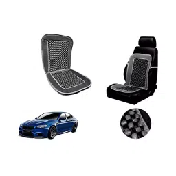 Auto Pearl Car Wooden Bead Seat Cushion with Grey Velvet Border Compatible for BMW M5-45