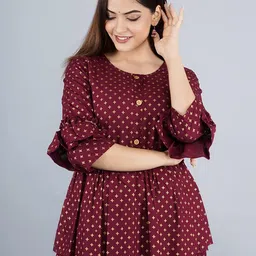 AYUSH TEXTILES Floral Print Flared Sleeve Top-image-68