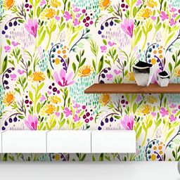 ArtzFolio Printed UV-Resistant Anti-Bacterial Watercolor Floral Pattern Peel & Stick Wallpaper-image-32