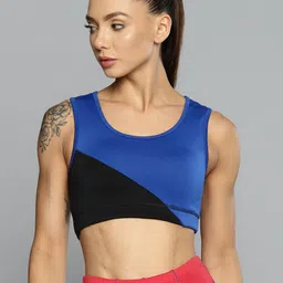 Alcis Women Blue & Black Colourblocked Sports Bra-picture-34