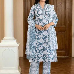 SKYLEE Women Floral Printed Kurta with Trousers & Dupatta-14