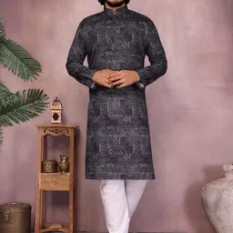 DVILLA Men Black Cotton Kurtas-picture-23