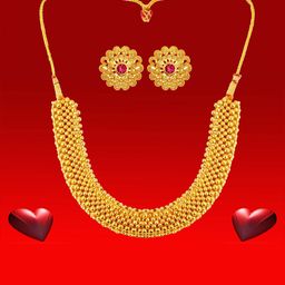 Heer Collection Gold-Plated Stones-Studded Necklace and Earrings-47