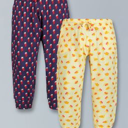 Plum Tree Combo Of 2 Floral Printed Pants - Yellow & Navy Blue-picture-12