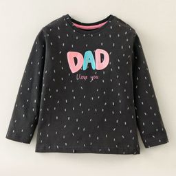 Doreme Single Jersey Full Sleeves T-Shirt Text & Polka Dots Print - Gunmetal Grey-image-24