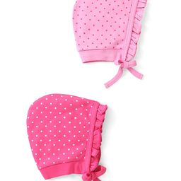 Doodle Poodle 100% Cotton Polka Dots Printed Tie Knot Caps Pink Pack of 2 - Diameter 16 cm-image-15