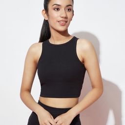 Spunkies Organic Cotton Sleeveless Solid Ribbed Top - Black-image-78