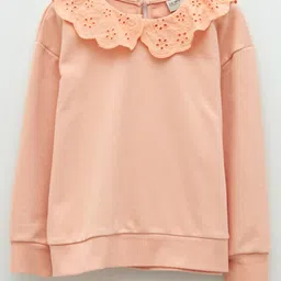 LC Waikiki Full Sleeves Floral Lace Collar Detailed Solid Sweatshirt - Light Pink-picture-33