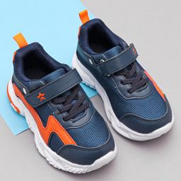 Cute walk By Babyhug Sneaker Shoes with Velcro Closure - Light Blue Orange-picture-18
