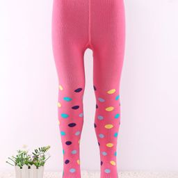 Cute Walk by Babyhug Non Terry Knit Footed Anti Bacterial Polka Dot Design Tights - Pink-image-90
