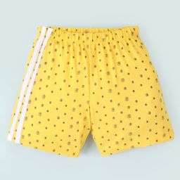 Tango Single Jersey Cotton Knit Knee Length Printed Shorts with Side Tape - Yellow-image-21