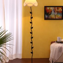 Devansh Vinatge cotton off-white Leaf floor lamp-17