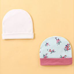 Ben Benny Interlock 100% Cotton Knit Floral  Print Round Cap Pink Pack of 2 - Diameter 11.5 cm-image-85
