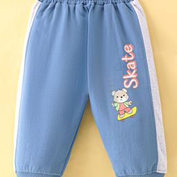 Tango Looper Knit Full Length Lounge Pant with Teddy Bear & Text Print - Milky Blue-picture-3