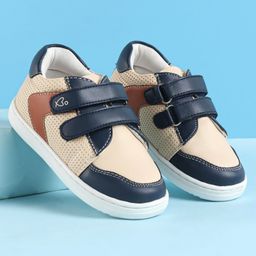 Babyoye Velcro Closure Casual Shoes With Colour Block Design - Beige-image-20