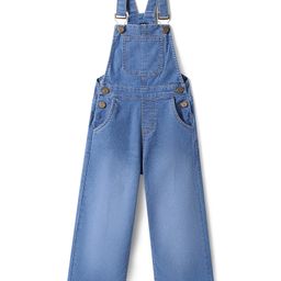 Pine Kids WovenFull LengthSleeveless Washed Denim Dungaree - Light Blue-picture-1