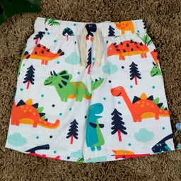The Lion and the Fish Viscose Dinosaurs Printed Shorts - Ivory-picture-4