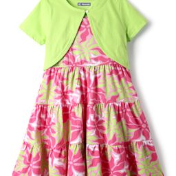 Pine Kids Cotton Knit Frock & Half Sleeves Shrug With Floral Print - Multicolor-image-33